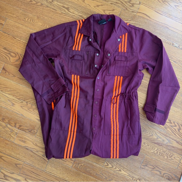 IVY PARK Adidas Satin Twill Burgundy Gorpcore Jumpsuit Size XL - Picture 2 of 11